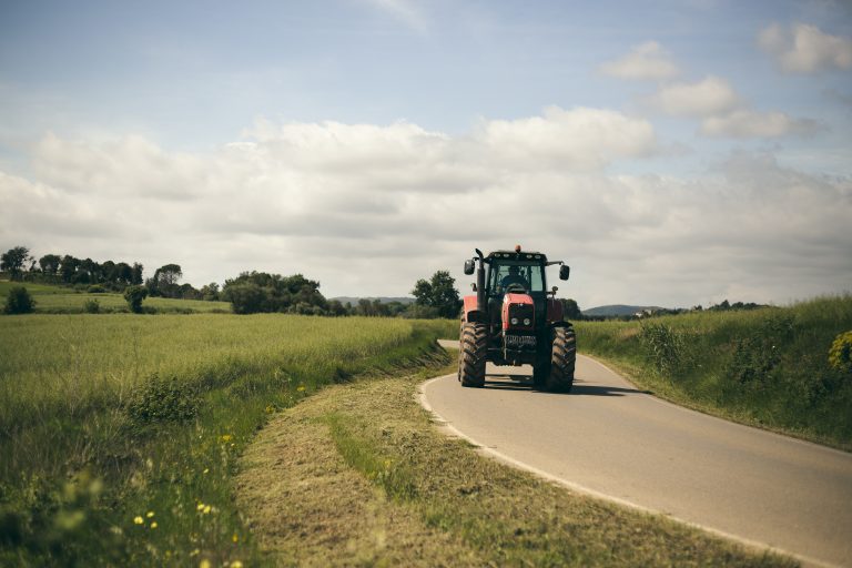A tractor on a road